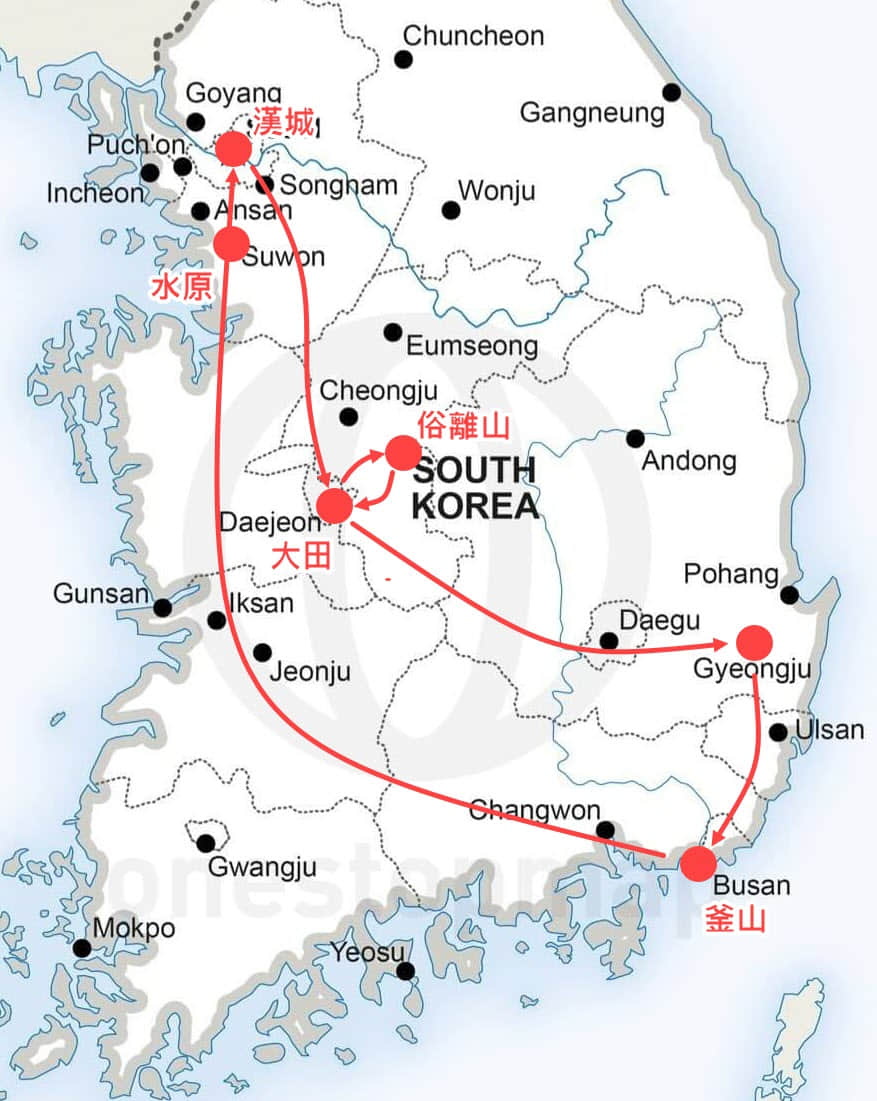 韓國言語不通艱辛之旅路線地圖